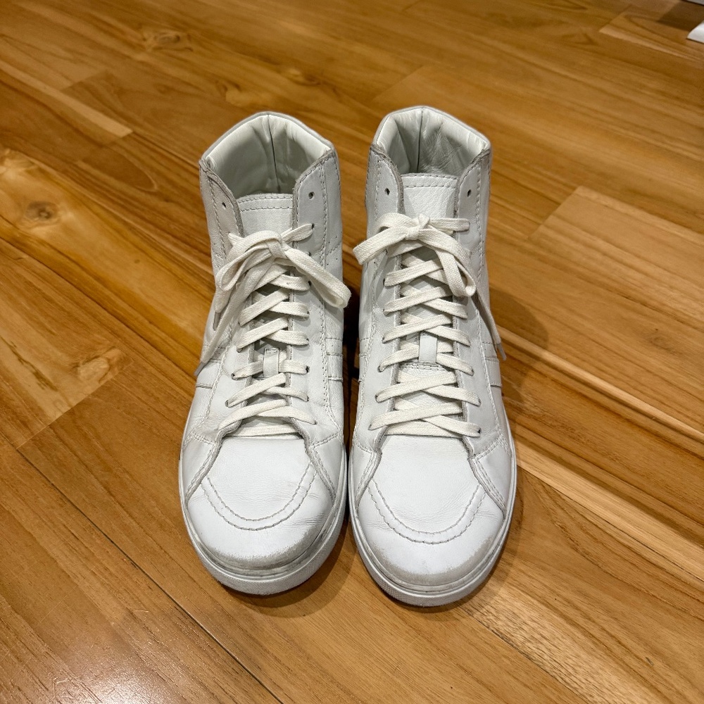 Saint Laurent Joe Distressed leather High top trainers